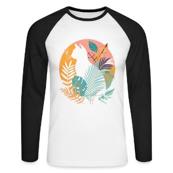 Portrait d’un chat - T-shirt baseball manches longues Homme - blanc/noir - Devant - Nik (191cm)
