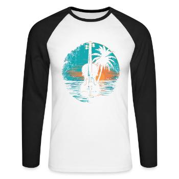 Violine Sonnenuntergang - Unisex Baseballshirt langarm - Weiß/Schwarz - Vorne - Nik (191cm)