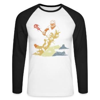 Vintage Lacrosse Player - Unisex Long Sleeve Baseball T-Shirt - white/black - Front - Nik (191cm)