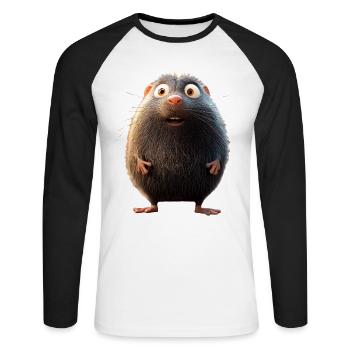 Mole with Sunglasses Love Cute Moles - Unisex Long Sleeve Baseball T-Shirt - white/black - Front - Nik (191cm)