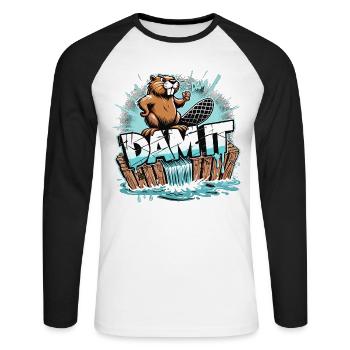 Beaver Dam Merde cadeau drôle de Bieber - T-shirt baseball manches longues Homme - blanc/noir - Devant - Nik (191cm)