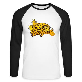 Girafe Girafes - T-shirt baseball manches longues Homme - blanc/noir - Devant - Nik (191cm)