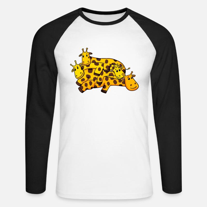 Giraffe Giraffen - Unisex Baseballshirt langarm - Weiß/Schwarz