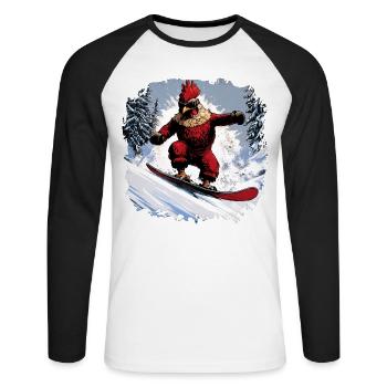 Huhn Snowboard - Unisex Baseballshirt langarm - Weiß/Schwarz - Vorne - Nik (191cm)