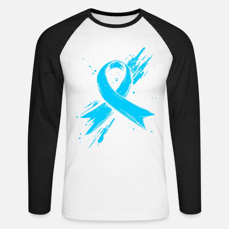 Prostata Krebs Bewusstein Schleife Hellblau - Unisex Baseballshirt langarm - Weiß/Schwarz