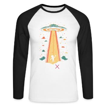 Valentinstag Vergeben Auserirdisch Lustig Geschenk - Unisex Baseballshirt langarm - Weiß/Schwarz - Vorne - Nik (191cm)