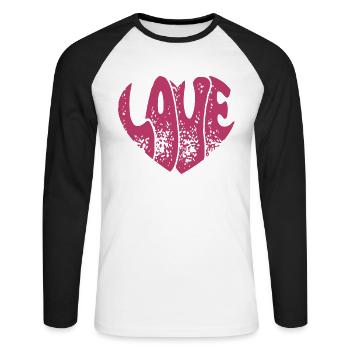 Groovy Love Heart Retro Love Valentine's Day Gift - Unisex Long Sleeve Baseball T-Shirt - white/black - Front - Nik (191cm)