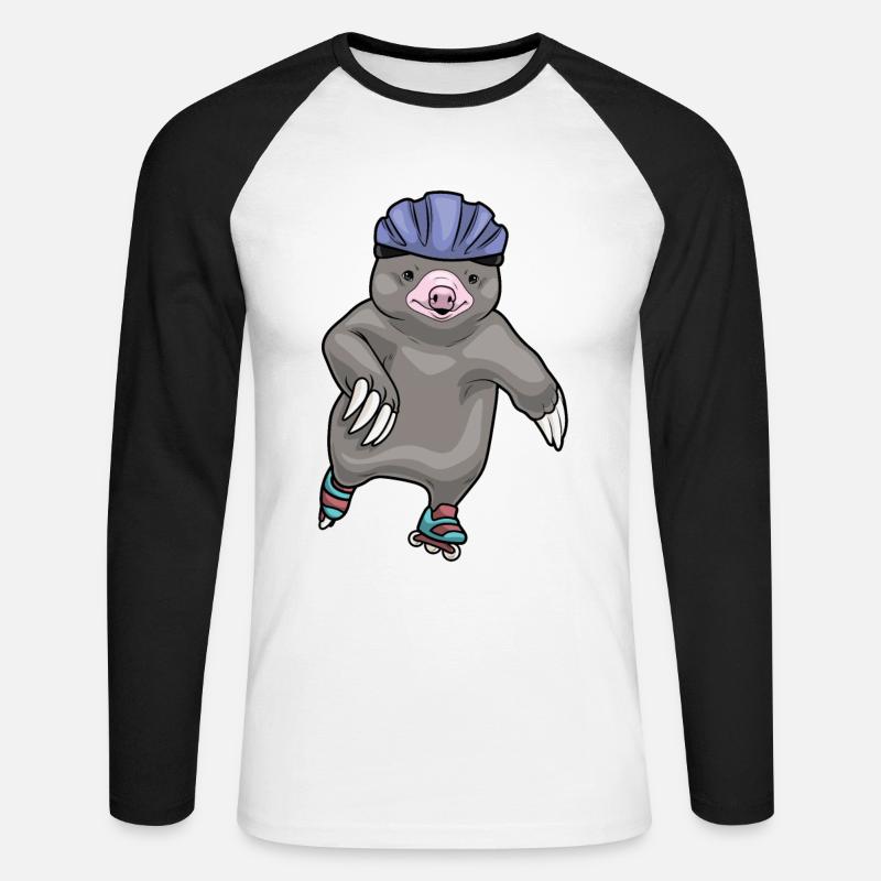 Maulwurf Inline skating Inline skates - Unisex Baseballshirt langarm - Weiß/Schwarz