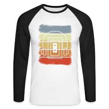Vintage Kassettenspieler - Unisex Baseballshirt langarm - Weiß/Schwarz - Vorne - Nik (191cm)