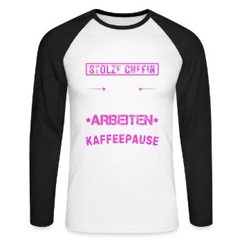 Stolze Chefin Von Verdammt Tollen Mitarbeitern - Unisex Baseballshirt langarm - Weiß/Schwarz - Vorne - Nik (191cm)