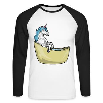 Unicorn Bathing Bathtub - Unisex Long Sleeve Baseball T-Shirt - white/black - Front - Nik (191cm)