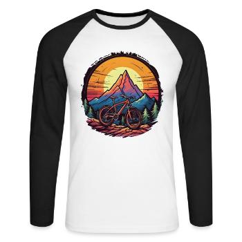 VTT style dessin animé - T-shirt baseball manches longues Homme - blanc/noir - Devant - Nik (191cm)
