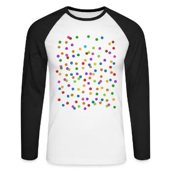 Konfetti - Fasching - Karneval - Verkleidung - Unisex Baseballshirt langarm - Weiß/Schwarz - Vorne - Nik (191cm)