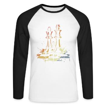 Vintage Chess - Unisex Long Sleeve Baseball T-Shirt - white/black - Front - Nik (191cm)