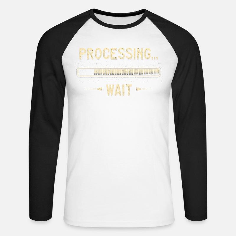Processing... Please Wait - Unisex Baseballshirt langarm - Weiß/Schwarz