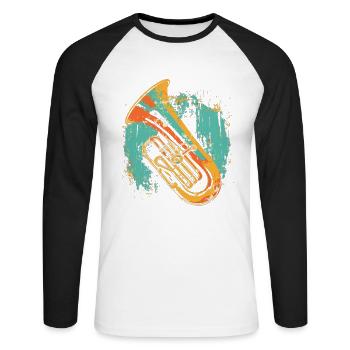 Tuba Graphic - Unisex Long Sleeve Baseball T-Shirt - white/black - Front - Nik (191cm)