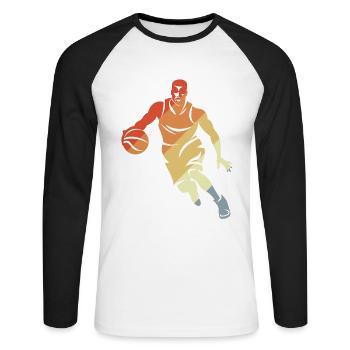 Basketballer Vintage - Unisex Baseballshirt langarm - Weiß/Schwarz - Vorne - Nik (191cm)
