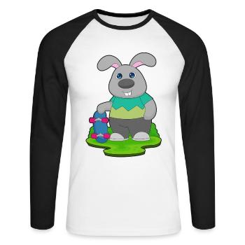 Bunny Skater Skateboard - T-shirt baseball manches longues Homme - blanc/noir - Devant - Nik (191cm)