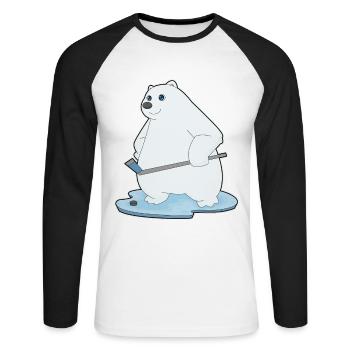 Polar Bear Bâtons de hockey sur glace - T-shirt baseball manches longues Homme - blanc/noir - Devant - Nik (191cm)