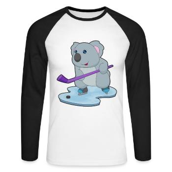 Koala Hockey Stick - Unisex Long Sleeve Baseball T-Shirt - white/black - Front - Nik (191cm)