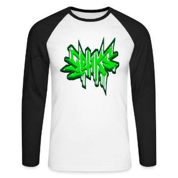 Sehks Vert 3D - T-shirt baseball manches longues Homme - blanc/noir - Devant - Nik (191cm)
