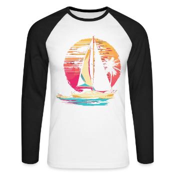 90s Sailing - Unisex Long Sleeve Baseball T-Shirt - white/black - Front - Nik (191cm)