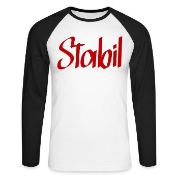 Stabil - Unisex Baseballshirt langarm - Weiß/Schwarz - Vorne - Nik (191cm)