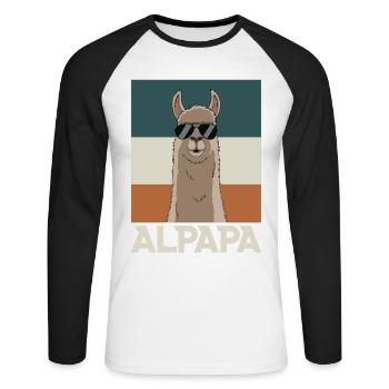 Papa Alpaga Papa Drôle Lama Cadeau de Fête des Pères - T-shirt baseball manches longues Homme - blanc/noir - Devant - Nik (191cm)