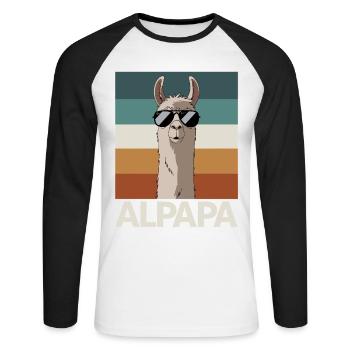 Papa Alpaga Papa Drôle Lama Cadeau de Fête des Pères - T-shirt baseball manches longues Homme - blanc/noir - Devant - Nik (191cm)
