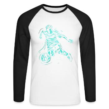 Soccer Boy Drawing - Unisex Long Sleeve Baseball T-Shirt - white/black - Front - Nik (191cm)