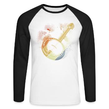 Banjo Drawing Retro - Unisex Long Sleeve Baseball T-Shirt - white/black - Front - Nik (191cm)