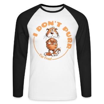 , je ne ronronne pas, chat disant chats - T-shirt baseball manches longues Homme - blanc/noir - Devant - Nik (191cm)