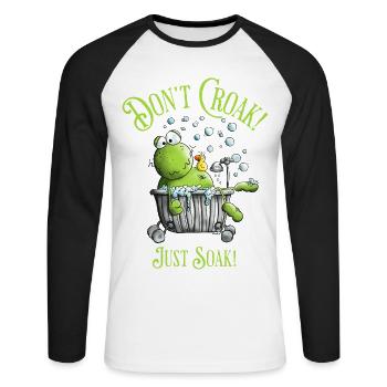 Don't Croak. Just Soak. Wellness Frog Bathtub - Unisex Long Sleeve Baseball T-Shirt - white/black - Front - Nik (191cm)