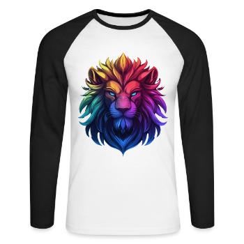 Majestic lion in bright colors - Unisex Long Sleeve Baseball T-Shirt - white/black - Front - Nik (191cm)