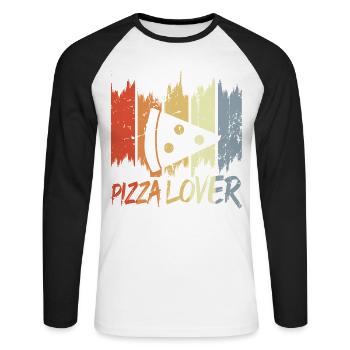 Vintage Pizza Lover - Unisex Long Sleeve Baseball T-Shirt - white/black - Front - Nik (191cm)