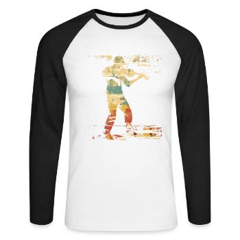 Violon Style BD - T-shirt baseball manches longues Homme - blanc/noir - Devant - Nik (191cm)