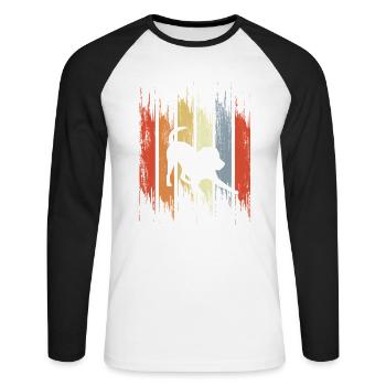 Look vintage chien - T-shirt baseball manches longues Homme - blanc/noir - Devant - Nik (191cm)