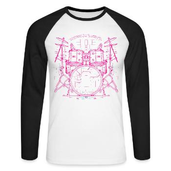 Dessin au trait de piège - T-shirt baseball manches longues Homme - blanc/noir - Devant - Nik (191cm)