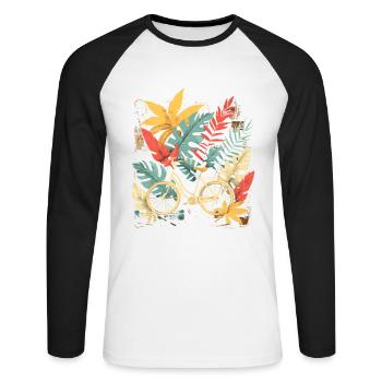 Fahrrad Cartoon Look - Unisex Baseballshirt langarm - Weiß/Schwarz - Vorne - Nik (191cm)