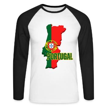 Flag of Portugal, map flag of Portugal - Unisex Long Sleeve Baseball T-Shirt - white/black - Front - Nik (191cm)