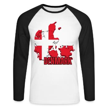Danish pride, flag of Denmark - Unisex Long Sleeve Baseball T-Shirt - white/black - Front - Nik (191cm)