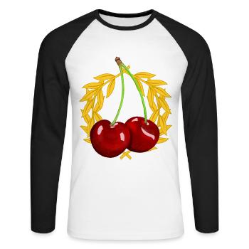 Summer Cherry Cherries Laurel Wreath Fruit Fruit - Unisex Long Sleeve Baseball T-Shirt - white/black - Front - Nik (191cm)