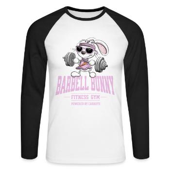 Hase Fitness Kraftsport Gewichtheben Spruch - Unisex Baseballshirt langarm - Weiß/Schwarz - Vorne - Nik (191cm)