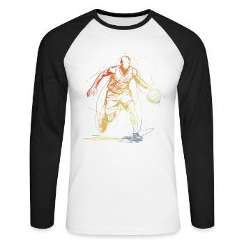 Basketball Player Sketch - Unisex Long Sleeve Baseball T-Shirt - white/black - Front - Nik (191cm)