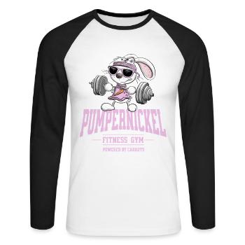 Pumpernickel Mädchen Hase Fitness Kraftsport - Unisex Baseballshirt langarm - Weiß/Schwarz - Vorne - Nik (191cm)