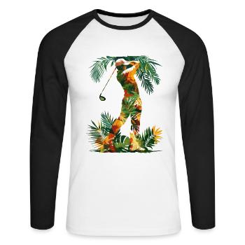 Golfer Cartoon Look - Unisex Baseballshirt langarm - Weiß/Schwarz - Vorne - Nik (191cm)
