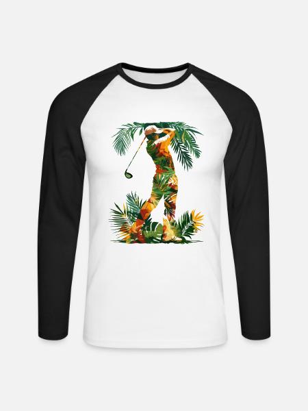 Golfer Cartoon Look - Unisex Long Sleeve Baseball T-Shirt - white/black