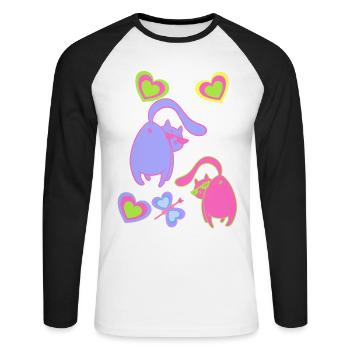 Valentin Chats Chat Coeur Coeurs Chers Partenaires - T-shirt baseball manches longues Homme - blanc/noir - Devant - Nik (191cm)
