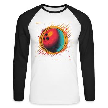 Bowling Vaporwave - T-shirt baseball manches longues Homme - blanc/noir - Devant - Nik (191cm)