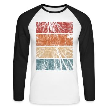Forest Retro Nature Trees Outdoor Hiking Gift - Unisex Long Sleeve Baseball T-Shirt - white/black - Front - Nik (191cm)
